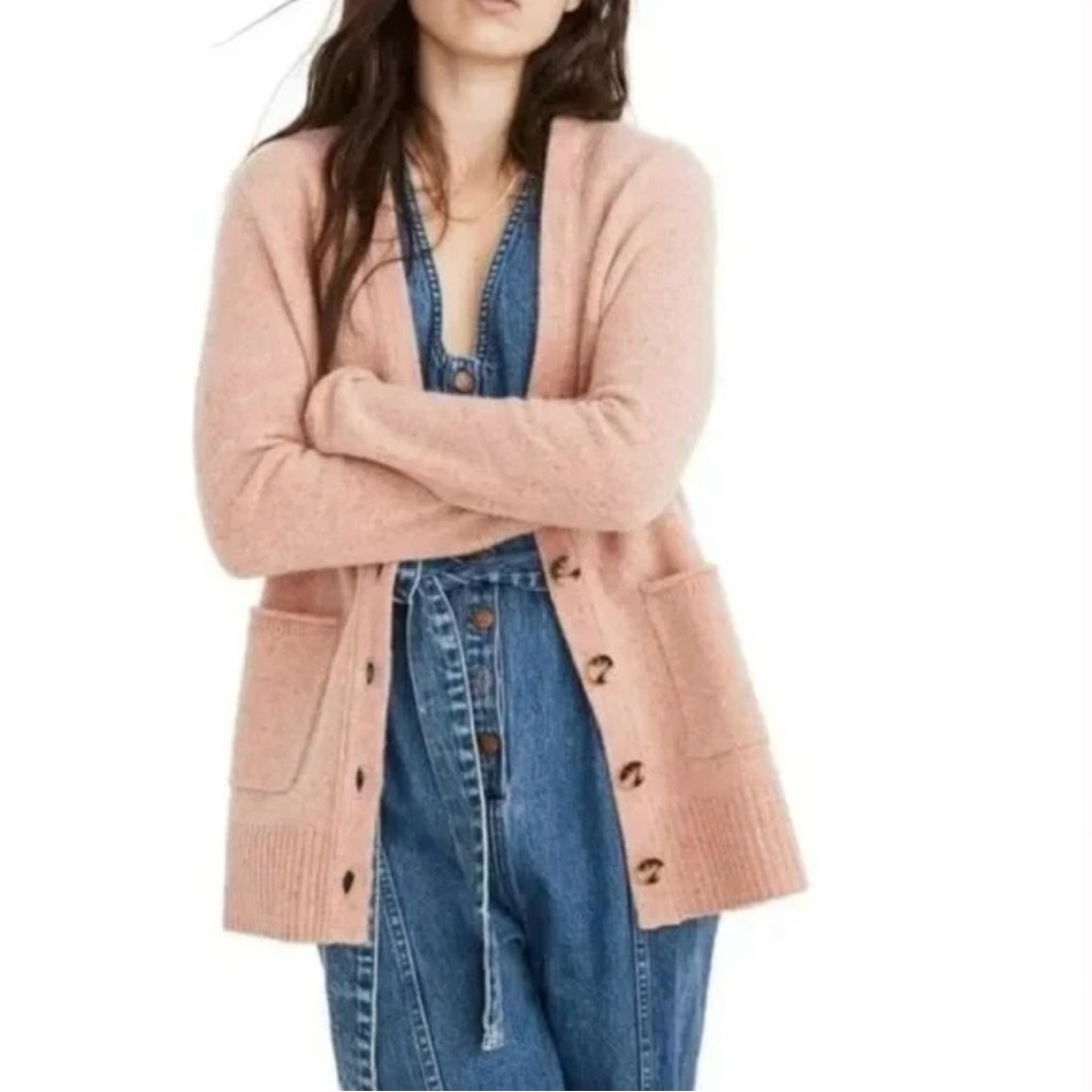 Madewell Donegal Maysfield Cardigan Sweater 100% Wool Pink Size S - Picture 7 of 7